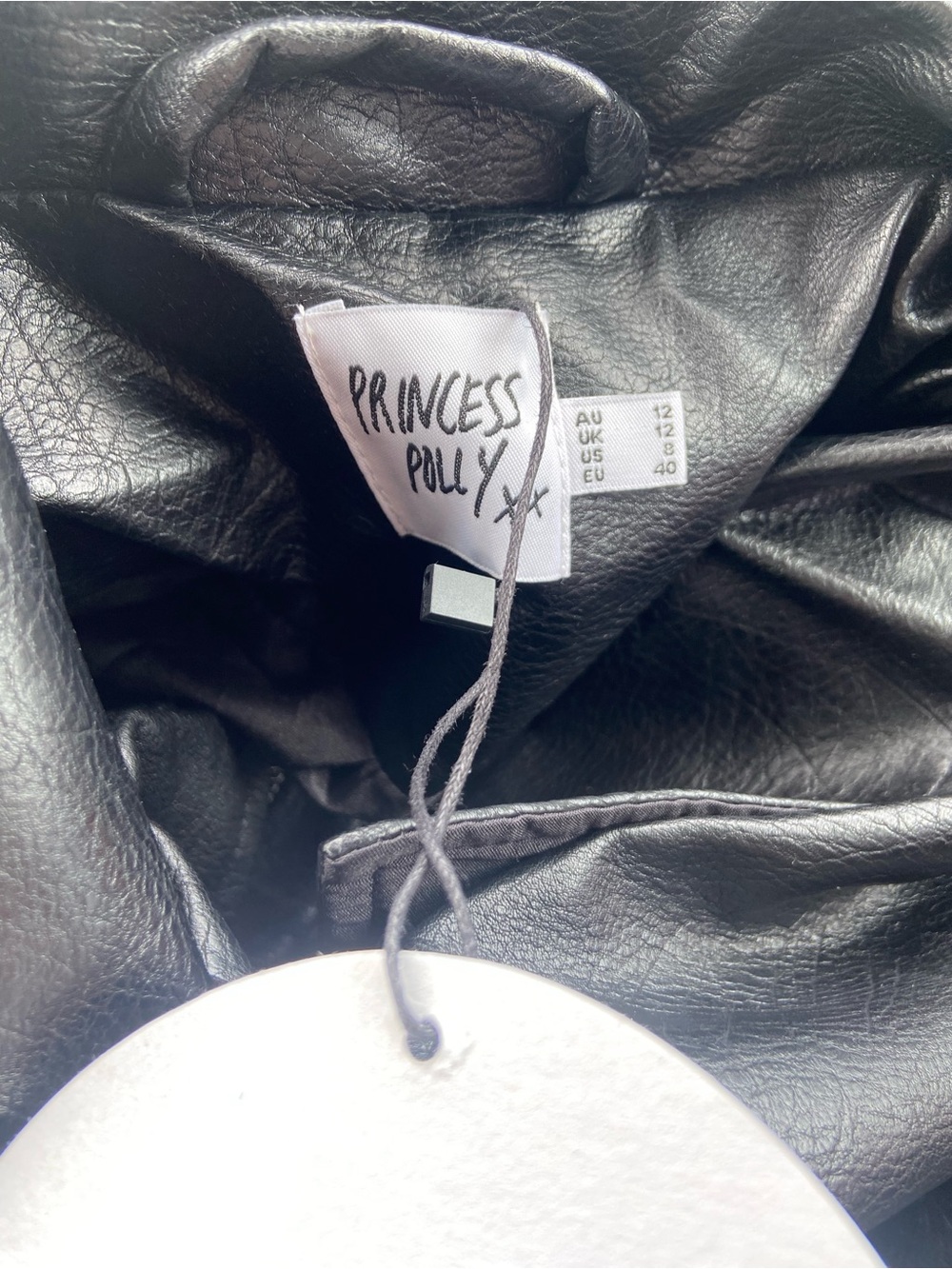 NWT - PRINCESS POLLY GOLDSMITH FAUX LEATHER BOMBER JACKET BLACK US 8 / AU 12 - Picture 6 of 6